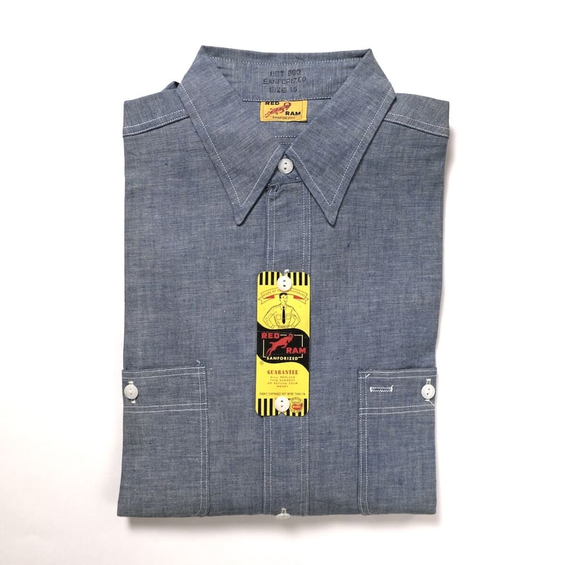 【未使用】50s ヴィンテージ RED RAM シャンブレー ワークシャツ 未使用】50s ヴィンテージ RED RAM シャンブレー ワークシャツ
