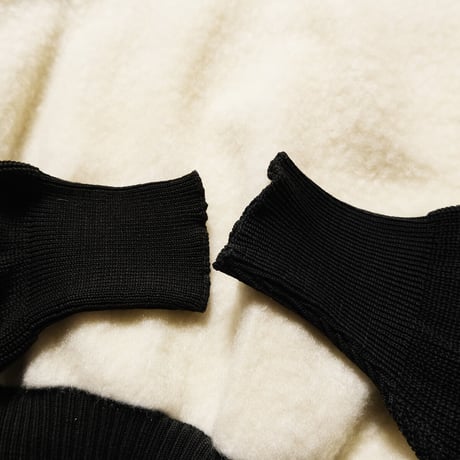 60's Sportwear Pullover Fleece Wool Knit Hooded Sweat Shirts (M) スポーツウェア アクリルボア×ウールニット スエット パーカー 黒×白