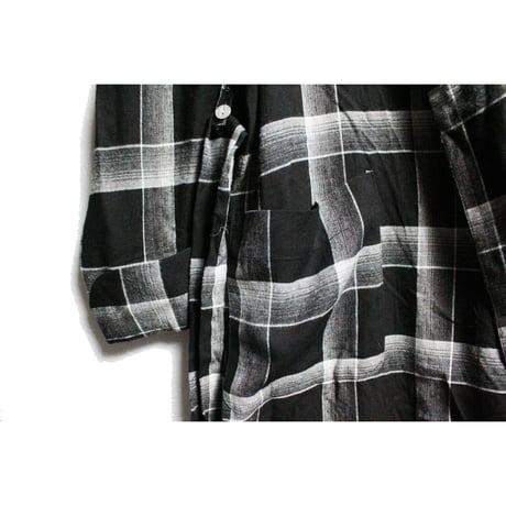NOS 60's  Penny  Plaid Rayon Gown Black (M) デッドストック チェック レーヨンガウン 黒