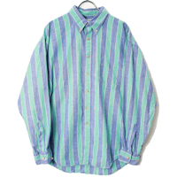 90's L.L.Bean Bean's Chambray Sport Shirts (L) LLビーン ストライプ シャンブレーシャツ