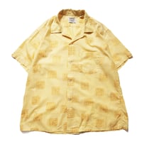 60's ARROW All Over Pattern S/S Shirts (L) アロー オープンカラー ショートスリーブ シャツ 総柄 黄色