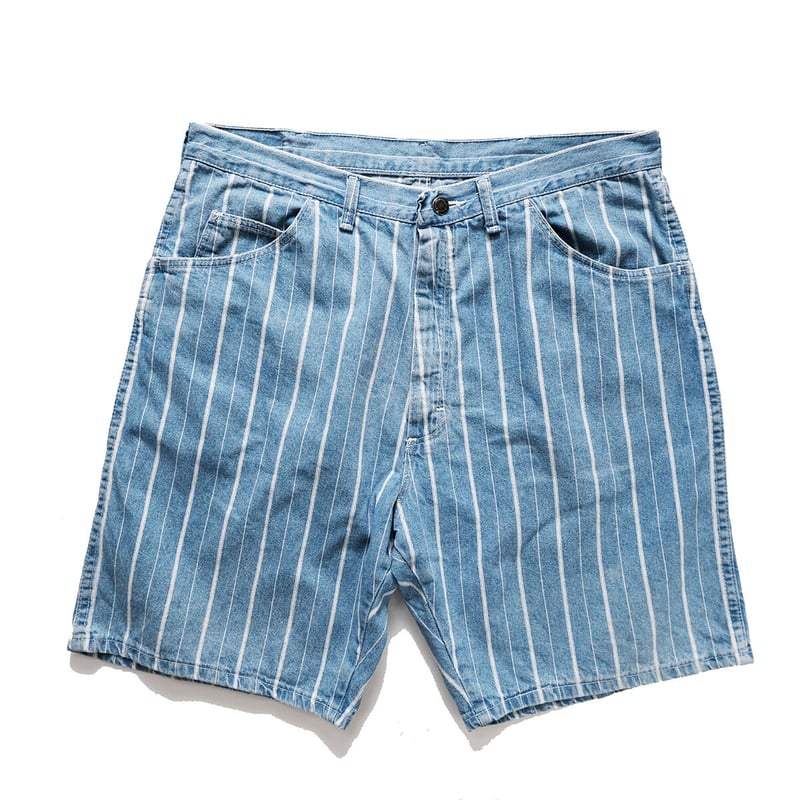 Striped denim shorts deals