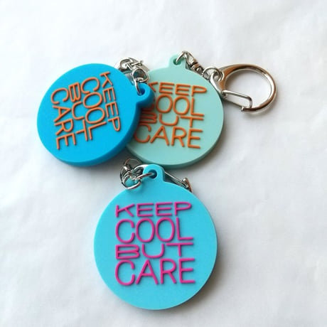 DONATION (寄付3,000円)→キーホルダー：KEEP COOL BUT CARE（シアンブルー×マゼンタピンク）
