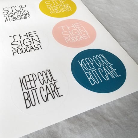 DONATION（寄付3,000円）→円形ステッカー6枚シート: STOP MAKING THE SIGN PODCAST