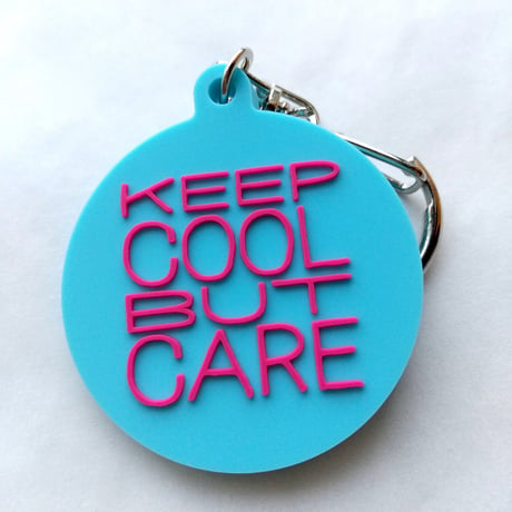 DONATION (寄付3,000円)→キーホルダー：KEEP COOL BUT CARE（シアンブルー×マゼンタピンク）