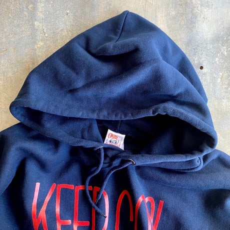 KEEP COOL BUT CARE Hoodie ネイビー×マルーン (コットン100%／ポケットレス)