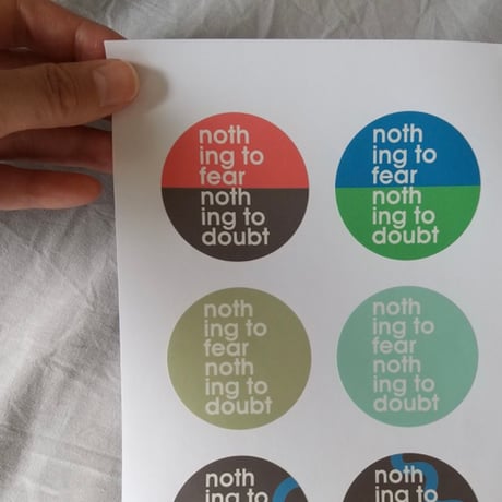 DONATION（寄付3,000円）→nothing to fear nothing to doubt 円形ステッカー6枚シート