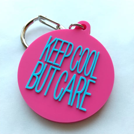 DONATION (寄付3,000円)→キーホルダー：KEEP COOL BUT CARE ver.2（マゼンタピンク×シアンブルー）