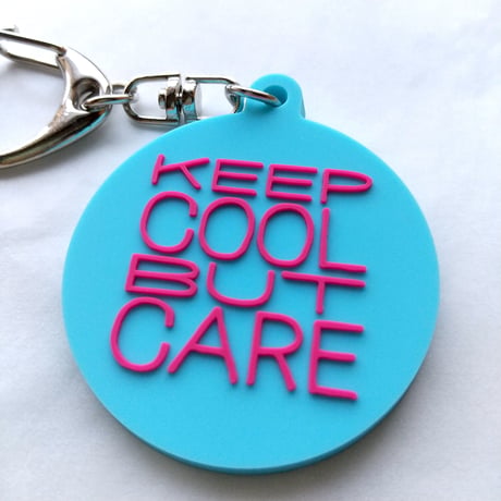 DONATION (寄付3,000円)→キーホルダー：KEEP COOL BUT CARE（シアンブルー×マゼンタピンク）