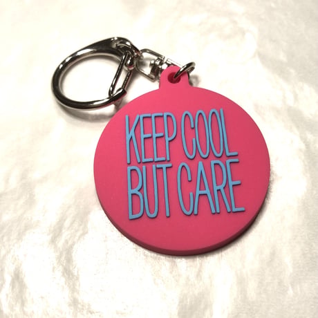 DONATION (寄付3,000円)→キーホルダー：KEEP COOL BUT CARE ver.2（マゼンタピンク×シアンブルー）