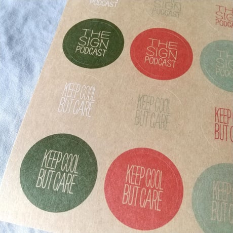DONATION（寄付3,000円）→円形ステッカークラフト紙 24枚シート: KEEP COOL BUT CARE