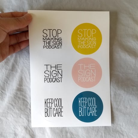 DONATION（寄付3,000円）→円形ステッカー6枚シート: STOP MAKING THE SIGN PODCAST
