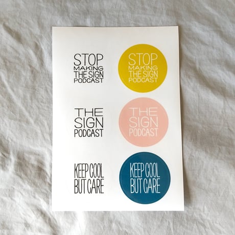 DONATION（寄付3,000円）→円形ステッカー6枚シート: STOP MAKING THE SIGN PODCAST