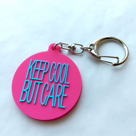 DONATION (寄付3,000円)→キーホルダー：KEEP COOL BUT CARE ver.2（マゼンタピンク×シアンブルー）