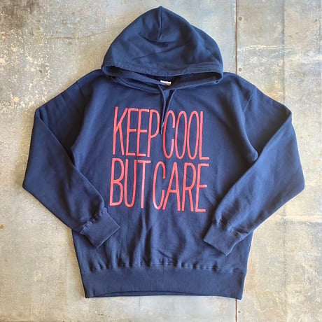 KEEP COOL BUT CARE Hoodie ネイビー×マルーン (コットン100%／ポケットレス)