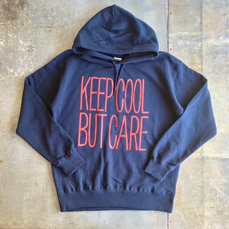 KEEP COOL BUT CARE Hoodie ネイビー×マルーン (コットン100%／ポ