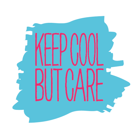 KEEP COOL BUT CARE T-shirt（シアンブルー×マゼンタピンク）