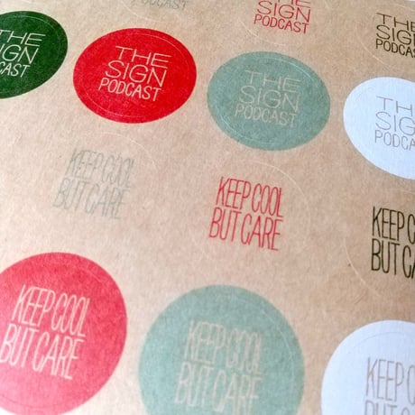 DONATION（寄付3,000円）→円形ステッカークラフト紙 24枚シート: KEEP COOL BUT CARE