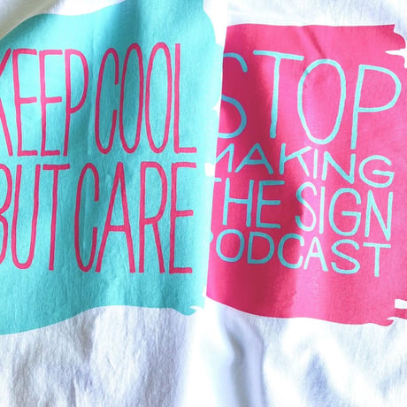 KEEP COOL BUT CARE T-shirt（シアンブルー×マゼンタピンク）
