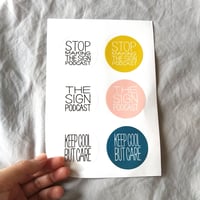 DONATION（寄付3,000円）→円形ステッカー6枚シート: STOP MAKING THE SIGN PODCAST
