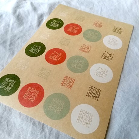 DONATION（寄付3,000円）→円形ステッカークラフト紙 24枚シート: KEEP COOL BUT CARE