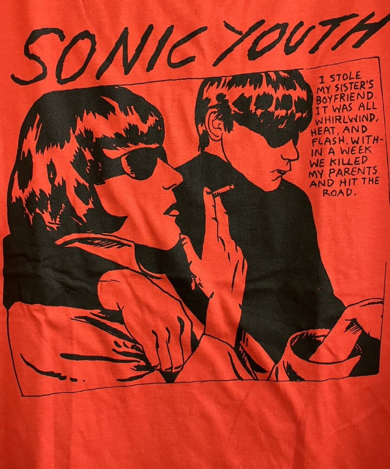 Sonic Youth バンT レッド　古着 ビンテージ90's○SONIC YOUTHペーパードールプリントTシャツsize