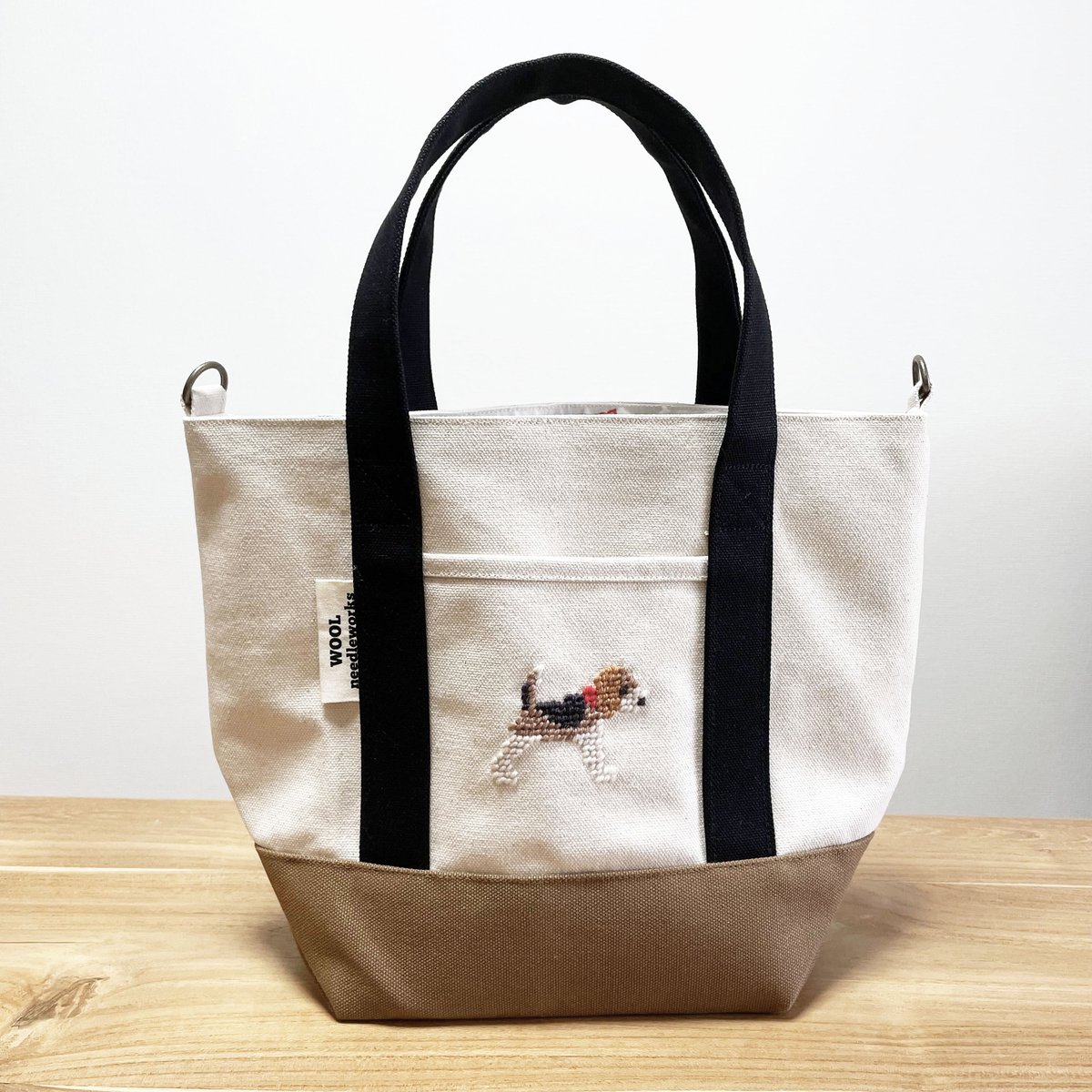 ビーグル刺繍 キャンバストートバッグ Mサイズ 3配色
