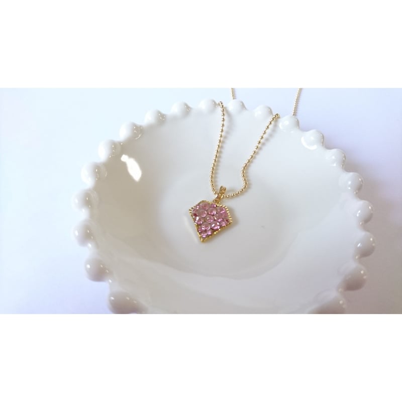 大人❇シンプル✨ダイヤ型スワロフスキーデコネックレス(ローズ