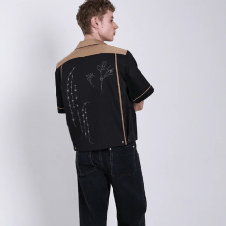 TANAKA   BOWLING SHIRT - BLACK (EMBROIDERY)