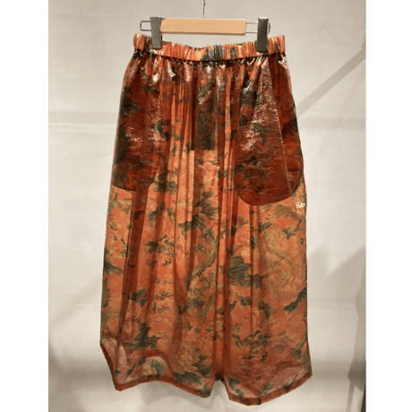 JUNYA WATANABE エステルナイロンラメシャープリント 赤×緑×ゴールド
