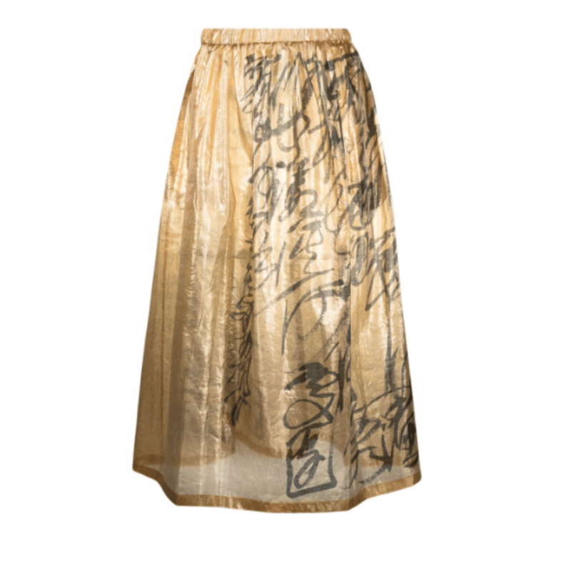 A16627 美品 ジュンヤワタナベ シアーグリッタースカート 総柄 ゴールド A16627 美品 ジュンヤワタナベ シアーグリッタースカート 総柄