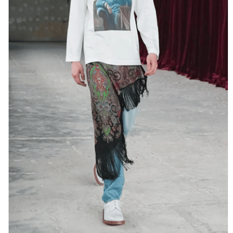 JUNYA WATANABE MAN 綿セルビッチデニム 製品加工×シルクサテン