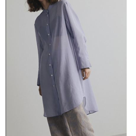 CINOH  COTTON ORGANDIE NO COLLAR LONG SHIRT