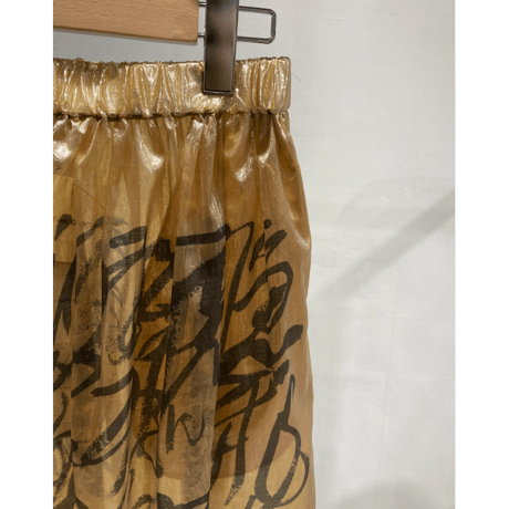 JUNYA WATANABE エステルナイロンラメシャープリント ゴールド×黒