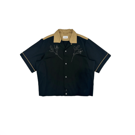 TANAKA   BOWLING SHIRT - BLACK (EMBROIDERY)