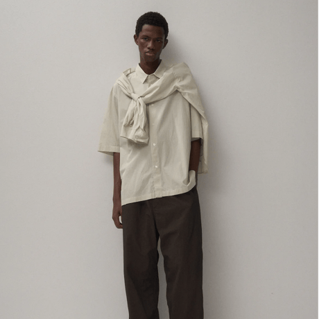 ATON  SHRINK COTTON LAWN | OVERSIZED HALF SLEEVE SHIRT
