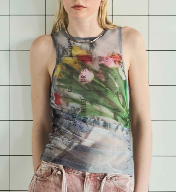 Maison Special Tulip Gather Mesh Tank Top |