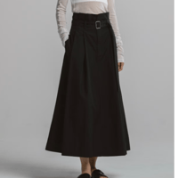 CINOH     TUCK BELT SKIRT (BLACK)