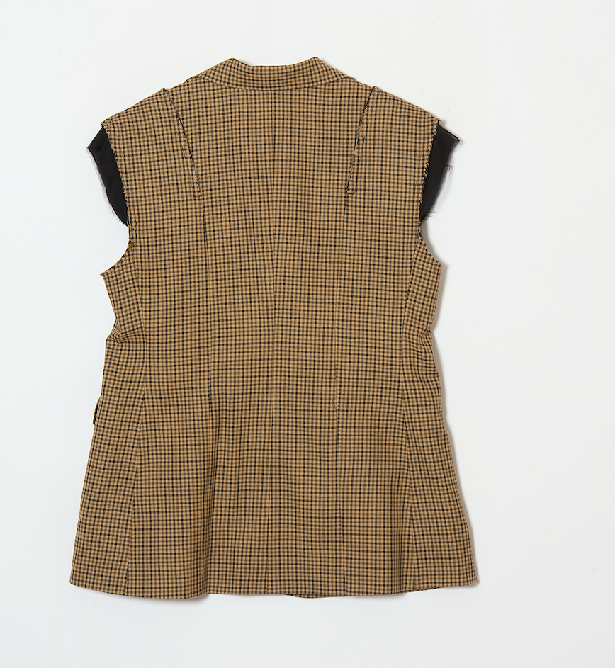 Chika Kisada ノースリーブ ウールチェックジャケット | UNKER