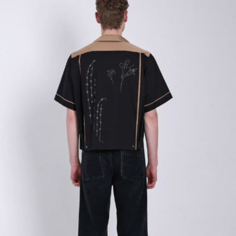 TANAKA   BOWLING SHIRT - BLACK (EMBROIDERY)