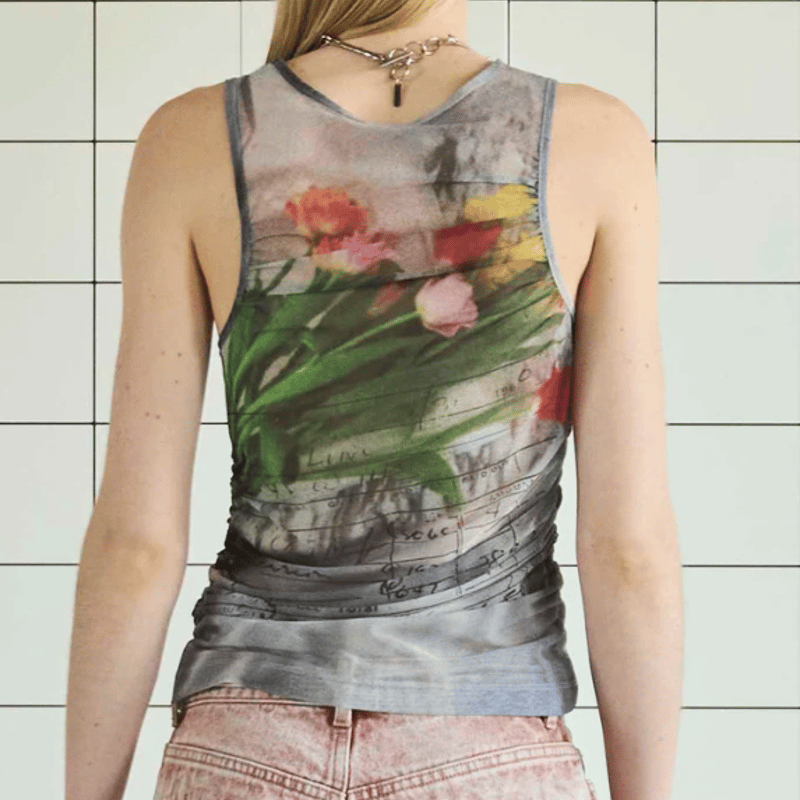 Maison Special Tulip Gather Mesh Tank Top |