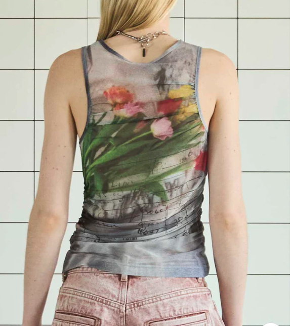 Maison Special Tulip Gather Mesh Tank Top |