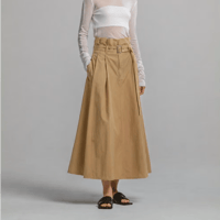 CINOH    TUCK BELT SKIRT  BEIGE