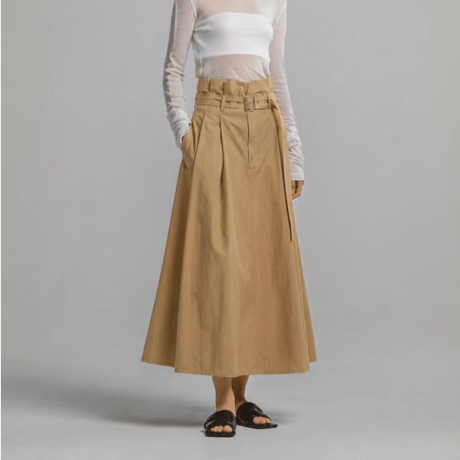 CINOH    TUCK BELT SKIRT  BEIGE
