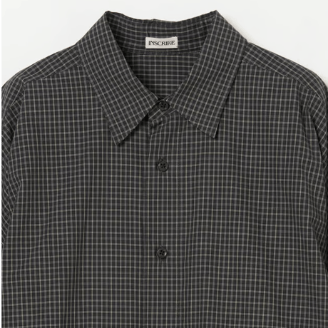 INSCRIRE   Cotton Check Cape Shirt BLACK