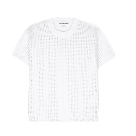 JUNYA WATANABE エステル袋編み×メッシュ柄エンボス加工