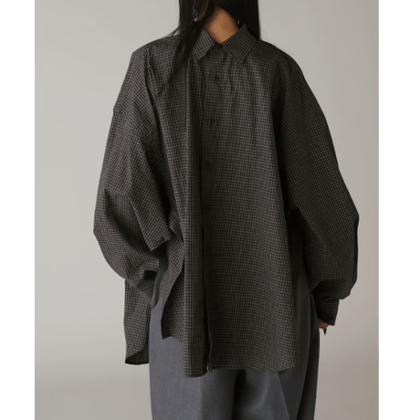 INSCRIRE   Cotton Check Cape Shirt BLACK