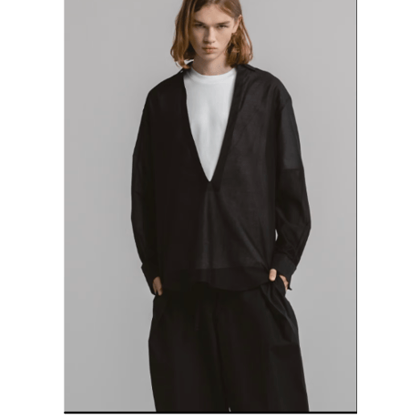 CINOH   DEEP V NECK COTTON SILK SHIRT