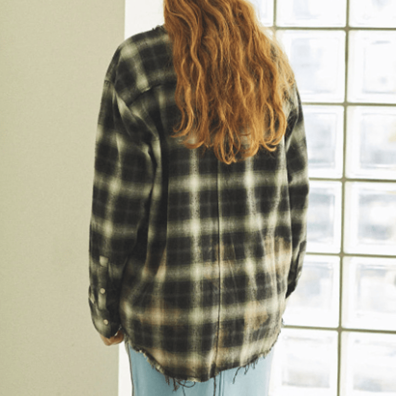 【ファッション通販】 MAISON SPECIAL ブリーチチェックシャツ | UNKER トップス