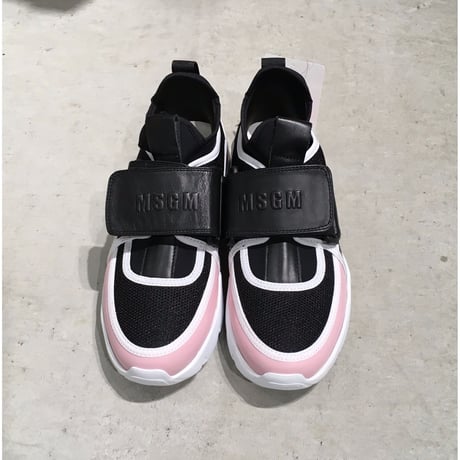 MSGM トリコロールロゴストラップシューズ